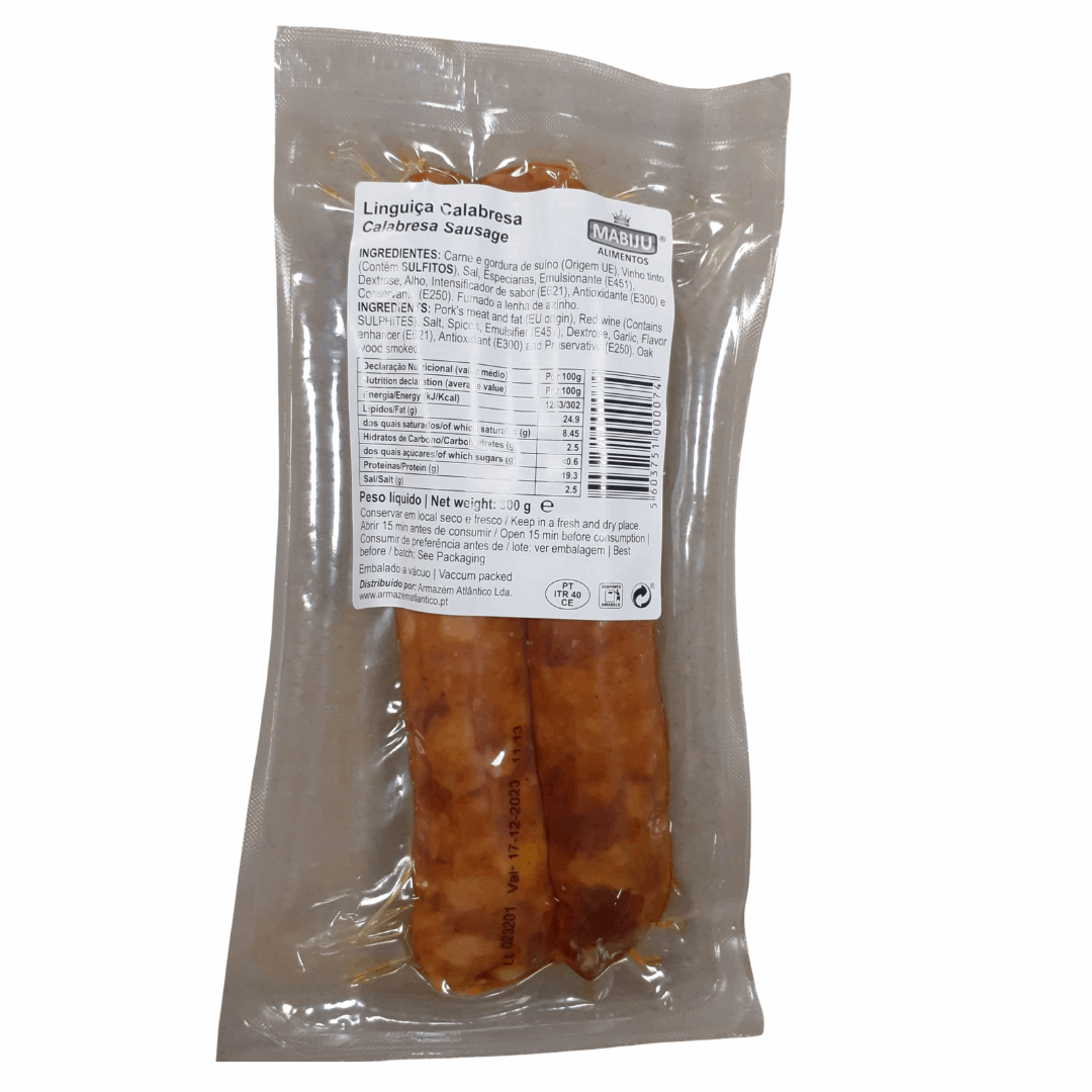LINGUIÇA CALABRESA MABIJU +o- 300g.(chorizo ahumado Brasileño)