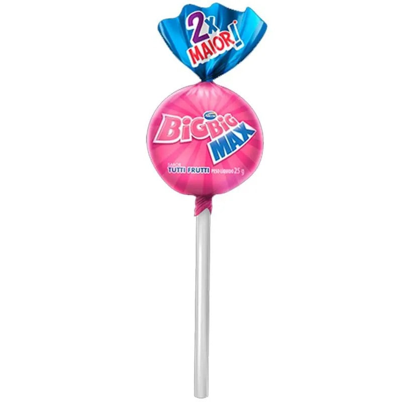 Pirulito gigante com recheio de chicle Tutti-frutti 25g.