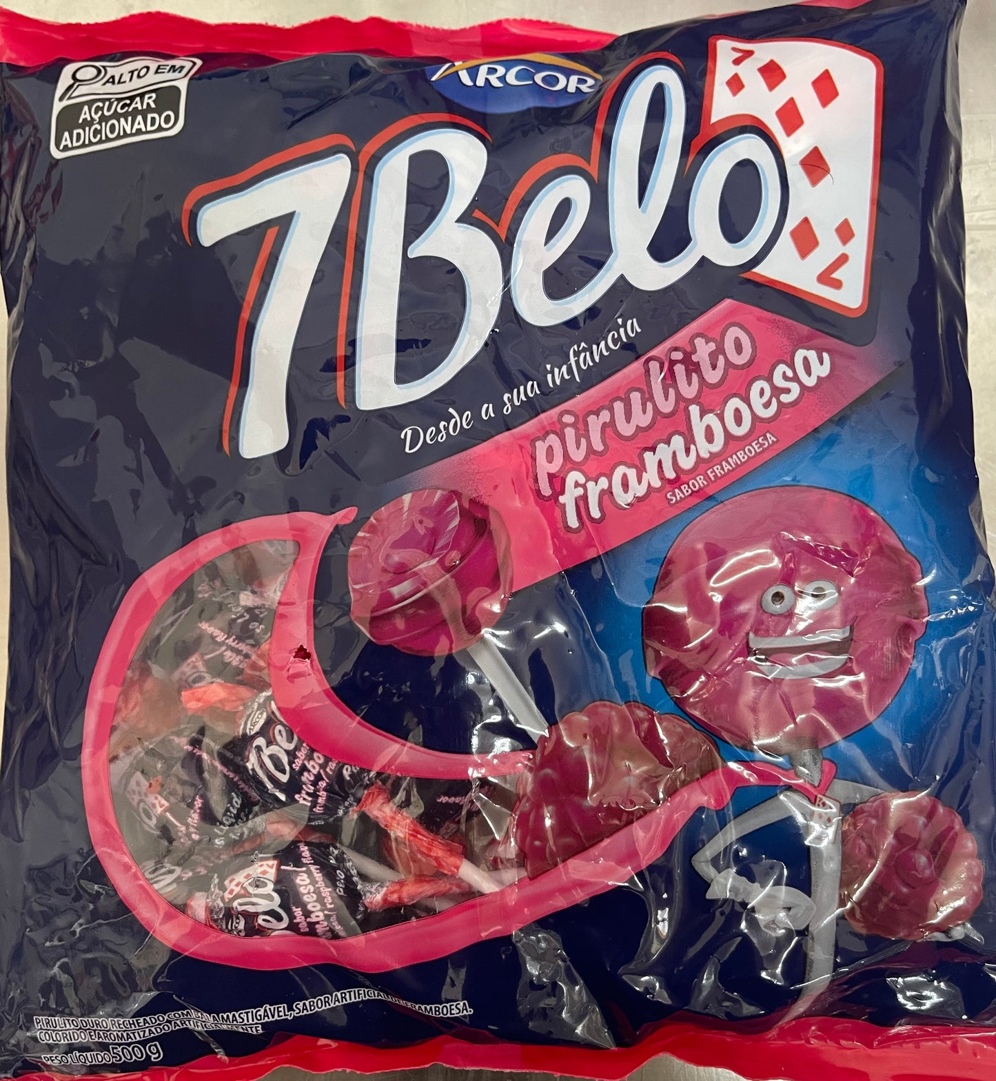 7 Pirulito de Framboesa Belo Arcor 500g