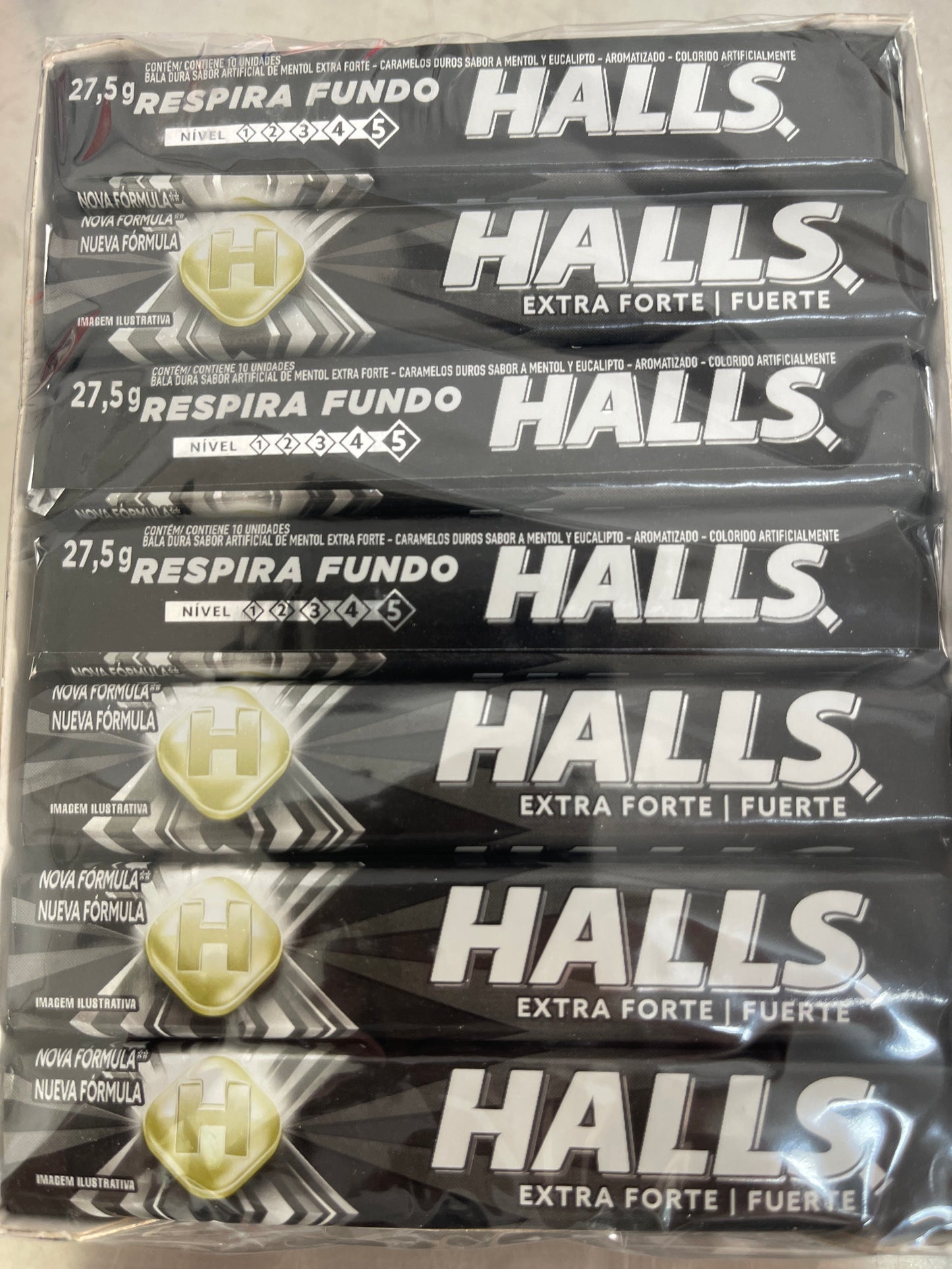 Halls Preto Extra forte caixa completa 21 uni.