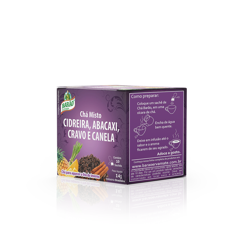 Chá Cidreira Abacaxi Cravo e Canela 10 unidades. Barão.