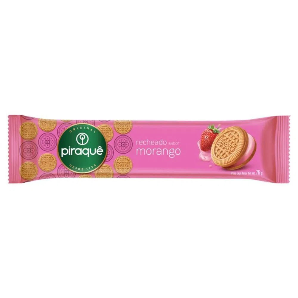 Biscoito Recheado de Morango Piraque 76g