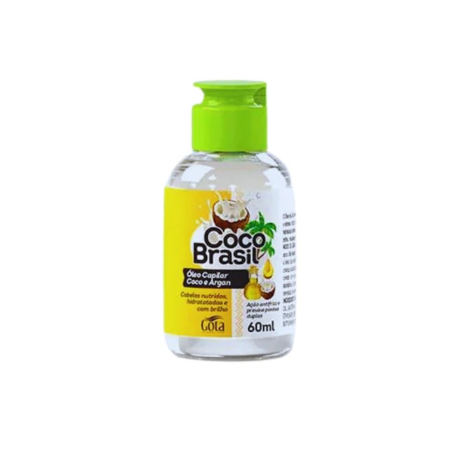 Óleo capilar Coco Brasil Coco E Argan Brasil 60Ml, Gota Dourada