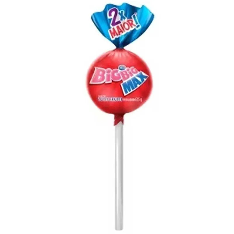 Pirulito gigante com recheio de chicle Morango 25g.