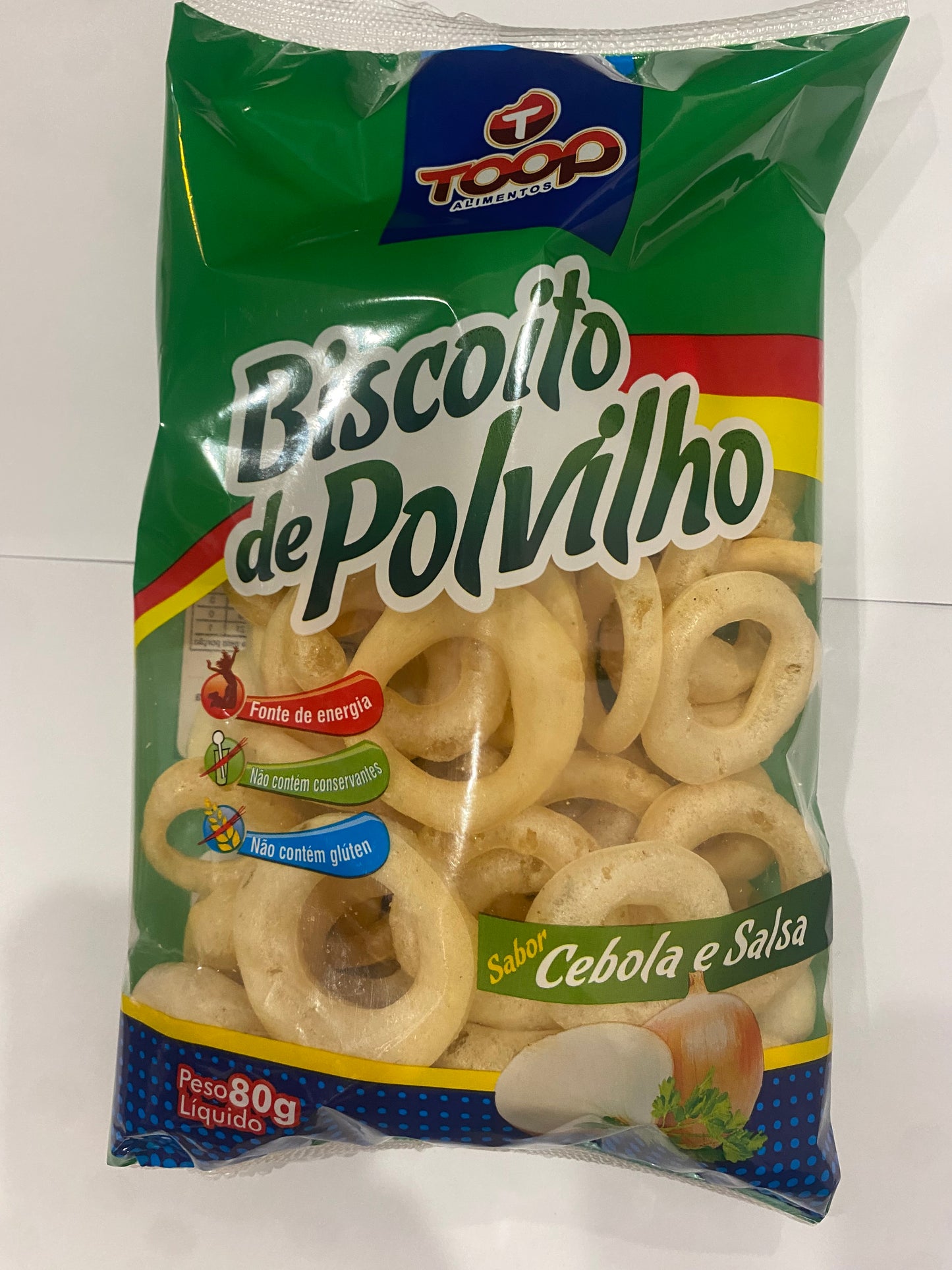 Biscoito de polvilho salsa e cebola Toop 80g.
