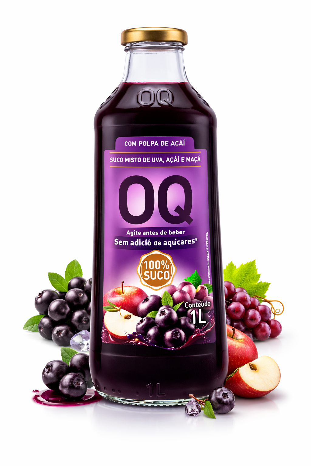 Suco de Uva, Açaí e maçã 1L. OQ