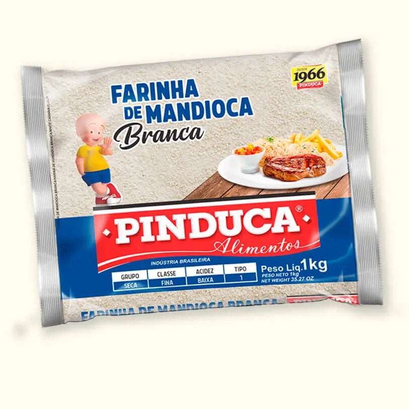 Farinha mandioca Grossa Crua Pinduca 1kg.(harina yuca blanca)