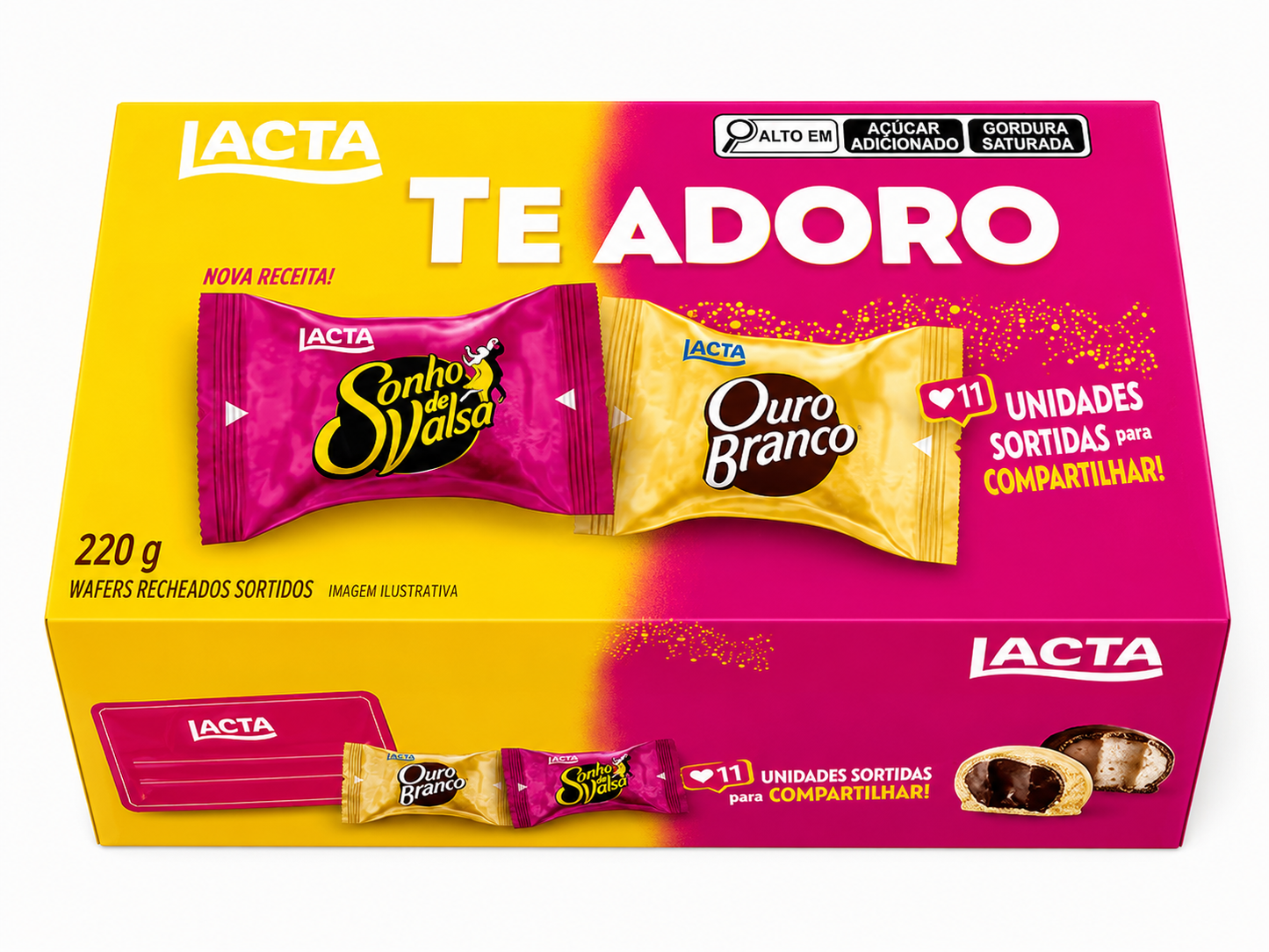 Caixa De Bombom Mix Ouro Branco E Sonho de Valsa 220g.