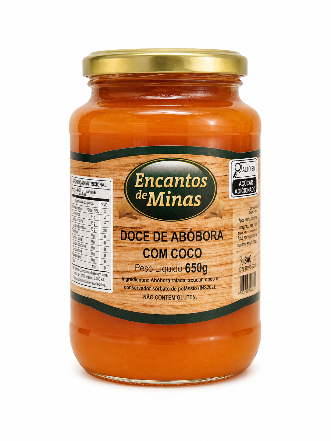 Doce de Abóbora com Côco. Encantos de Minas 650g.