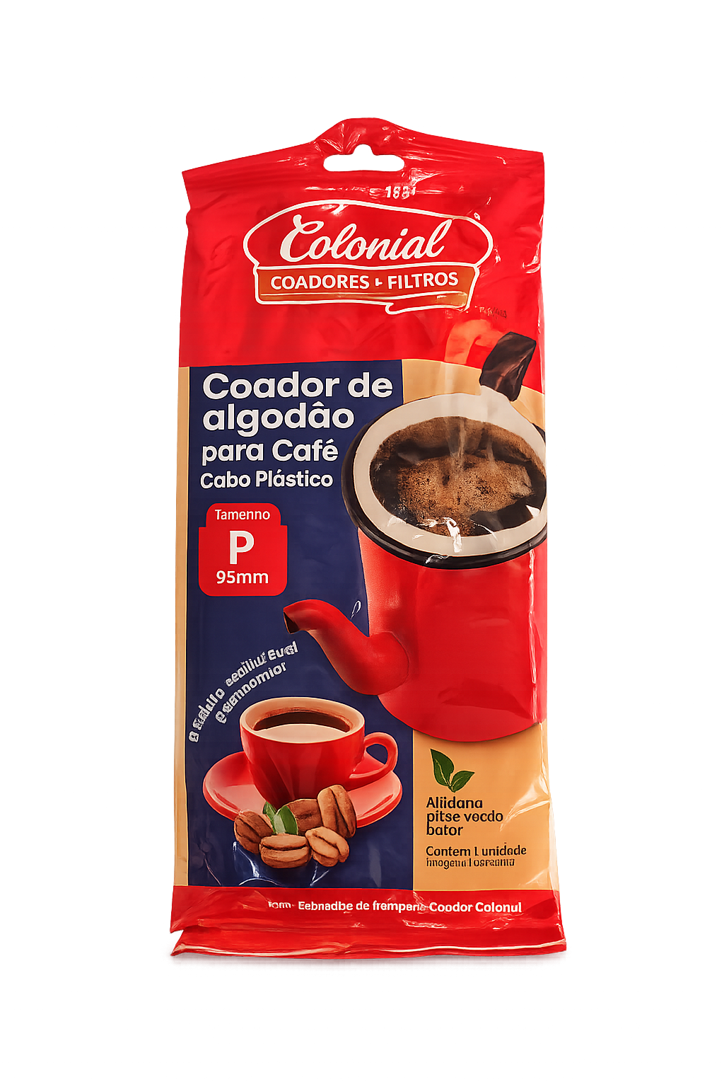 Coador de algodão para café cabo plástico colonial.