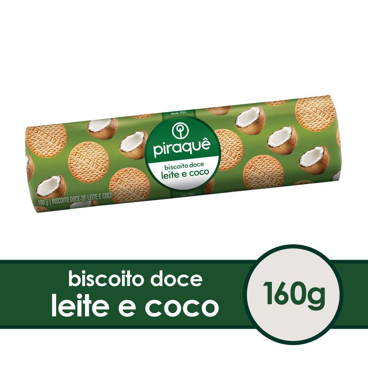 BISCOITO LEITE MALTADO COCO PIRAQUÊ 160g.(Galletas)