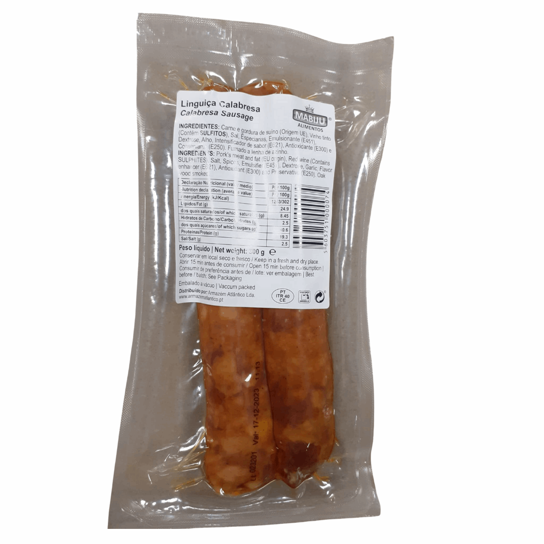 LINGUIÇA CALABRESA  MABIJU +o- 300g.(chorizo ahumado Brasileño)