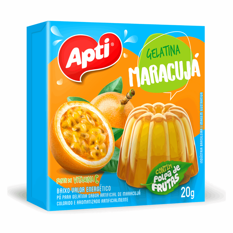 APTI Gelatina em Pó Maracujá 20 gr.(Gelatina en polvo)