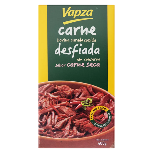 Carne Seca Desfiada Cozida no Vapor sem Glúten Vapza 400g (Salgado cozido desfiado)