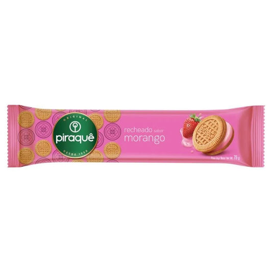 Biscoito Recheado de  Morango Piraque 76g