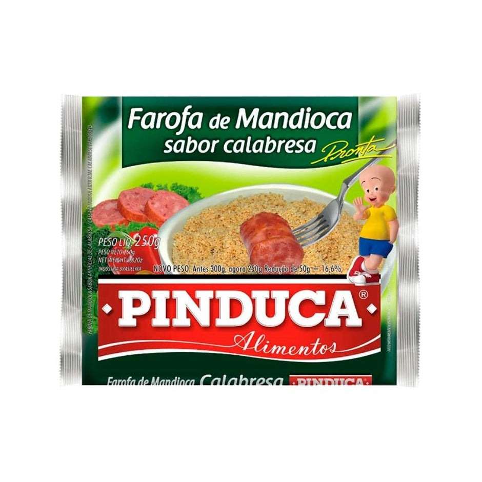 Farofa Mandioca CALABRESA PINDUCA 250gr.(Harina yuca sabor chorizo calabresa)