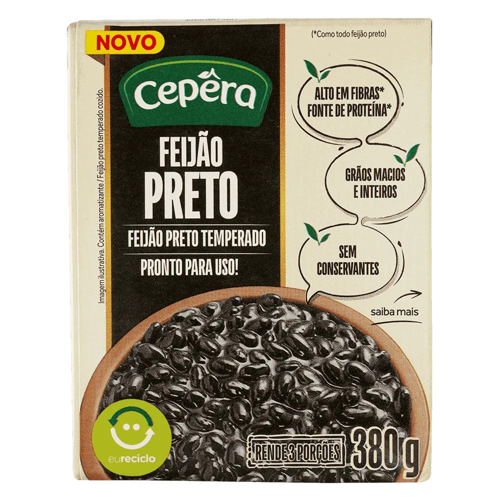 Feijão Preto Temperado Cepêra 380g.