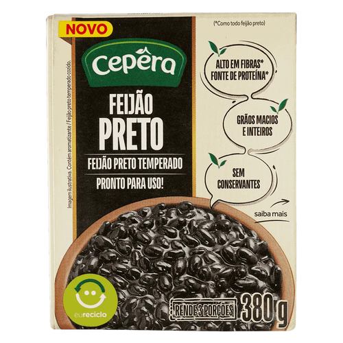 Feijão Preto Temperado Cepêra 380g.