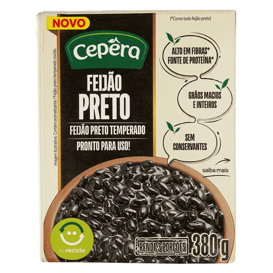 Feijão Preto Temperado Cepêra 380g.