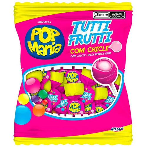 Pirulito c/ chicletes Pop Mania Tutti-frutti Sams 500g.