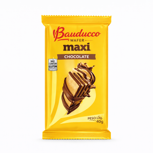 Waffer Máxi chocolate recheada baunilha Bauducco 104g.