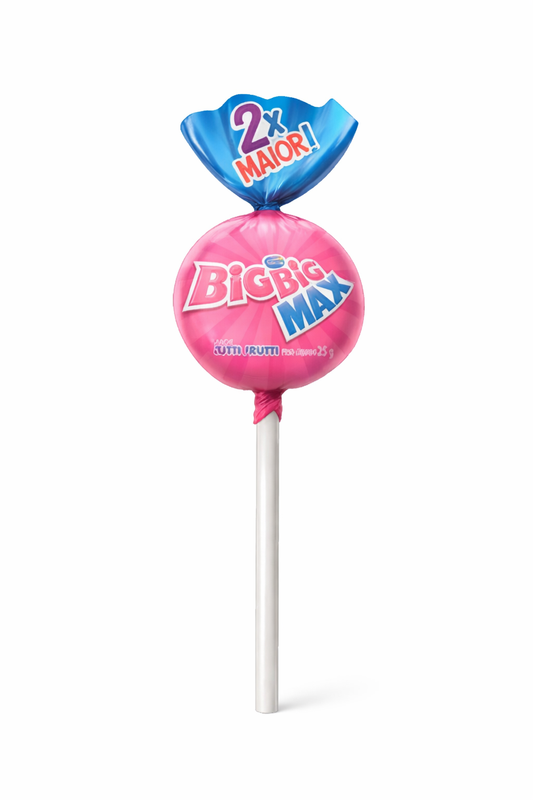 Pirulito gigante com recheio de chicle Tutti-frutti 25g.