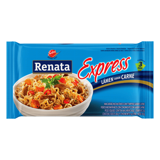 Macarrão instantãneo sabor Carne Renata 85g.(Pasta instantánea)