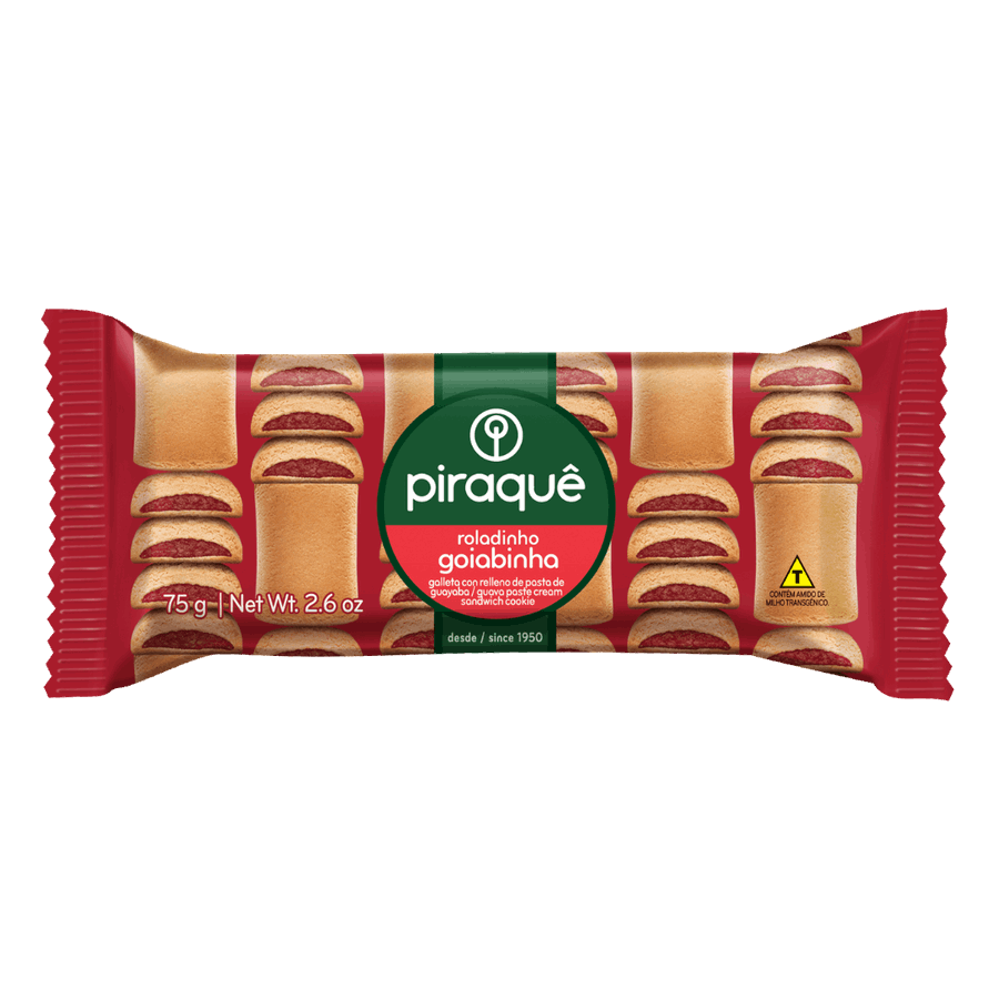 BISCOITO ROLADINHO GOIABA PIRAQUÊ 75g.(GALLETAS DE GUAYABA ENROLLADAS)