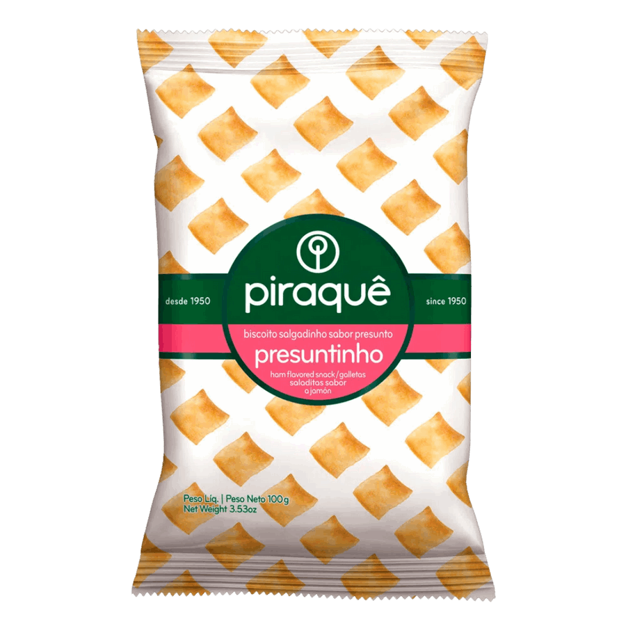 BISCOITO PRESUNTINHO PIRAQUÊ 100g.(Galletas saldas jamon york)