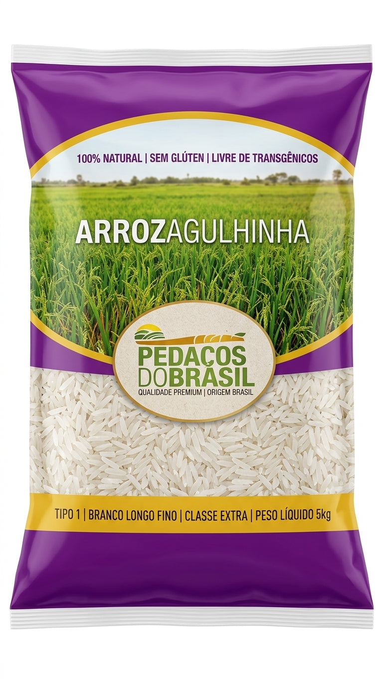 Arroz agulha Pedaços do Brasil 1kg.