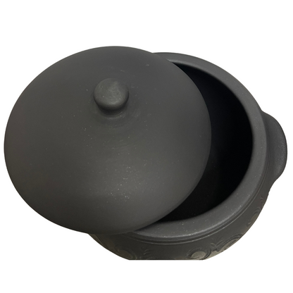 Panela de barro preto Decorada 1l.moquequeira
