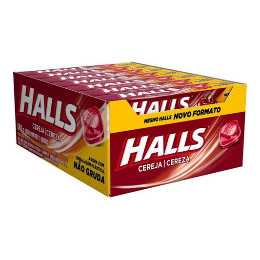 caixa completa 21 unid bala Halls Cereja 28g. Halls.(caja caramelos sabor cereza)