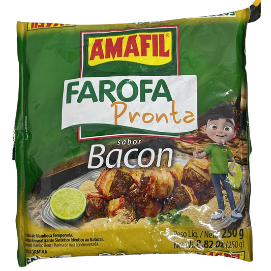 Farofa pronta sabor Bacon 250G. Amafil