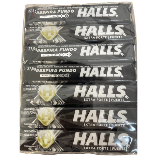 Halls Preto Extra forte caixa completa 21 uni.