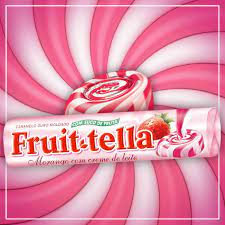 Bala Drops Duro Morango c/ Creme de leite Fruit-Tella 45g. (Caramelo Duro Fresa).