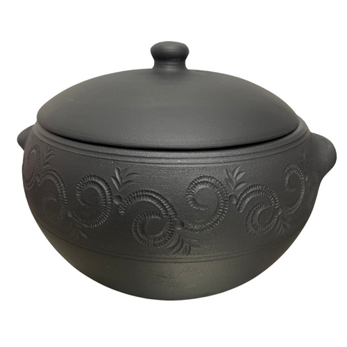Panela de barro preto Decorada 1l.moquequeira
