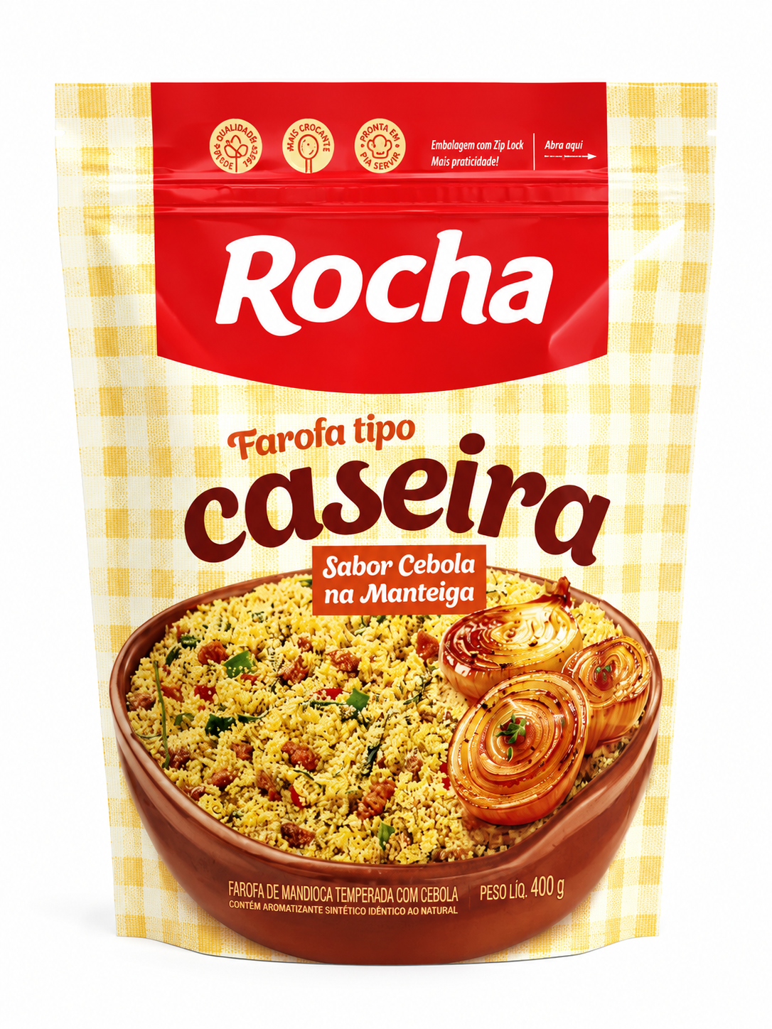 Farofa Mandioca tipo casería Sabor Cebola na manteiga Rocha 300gr.