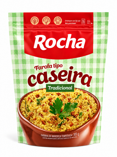 Farofa Mandioca tipo casería Sabor Tradicional Rocha 300gr.
