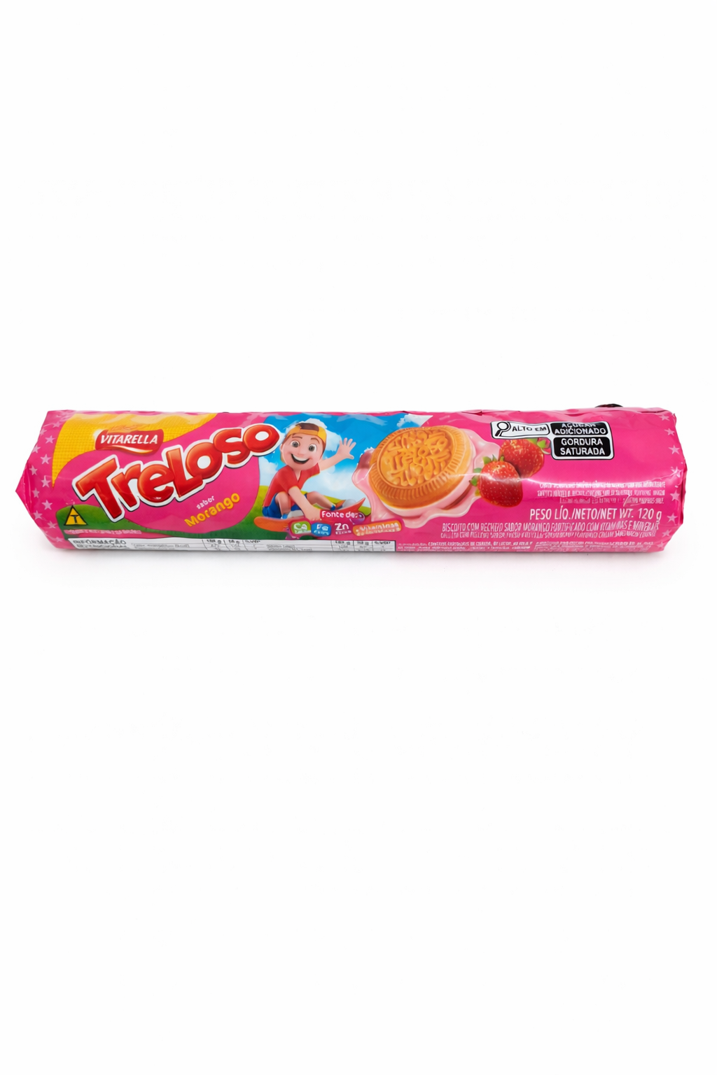 Biscoito Recheado Treloso Morango Vitarella 120g.
