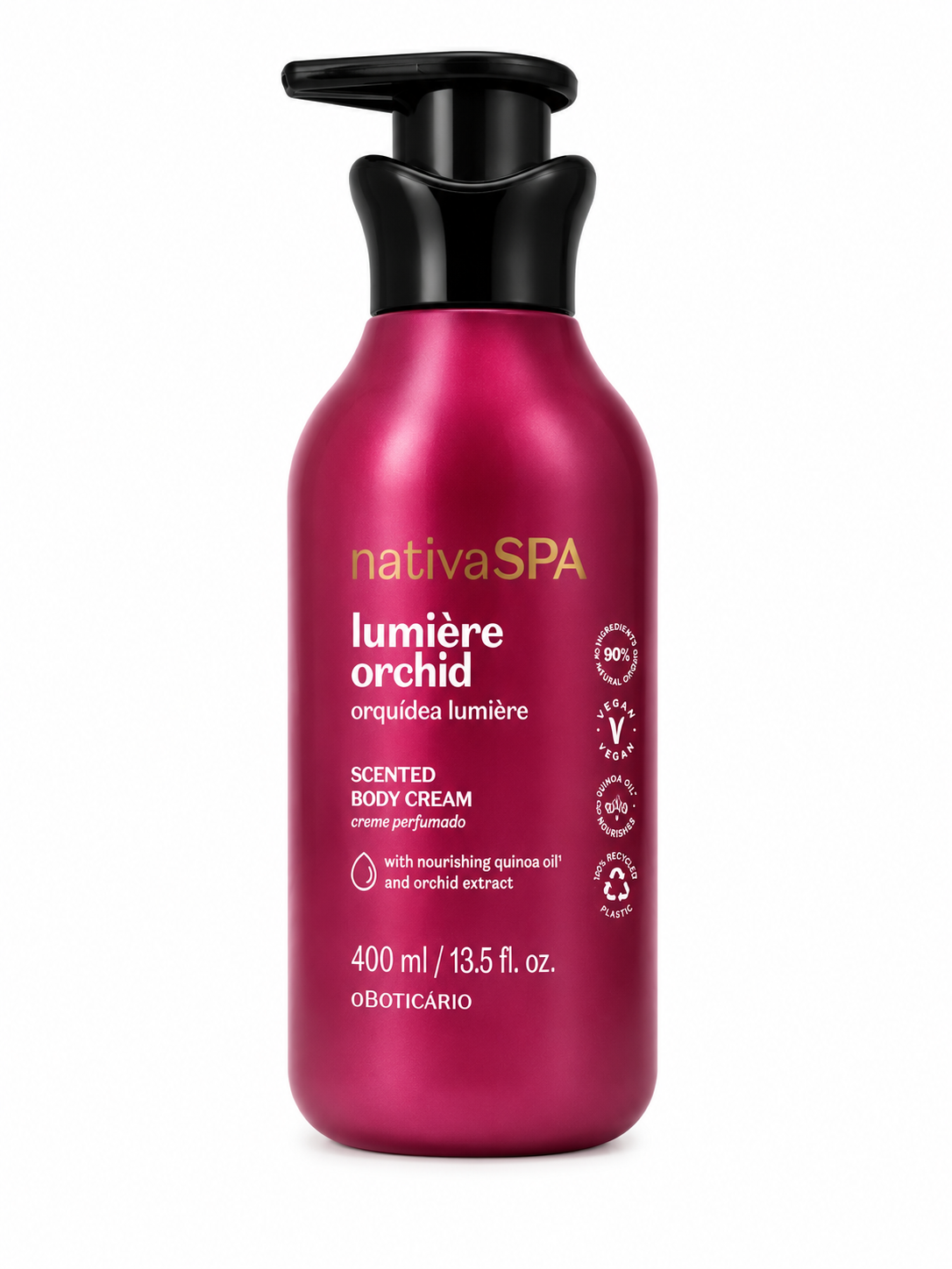 Nativa Spa Loção hidratante Orquídea Lumière Oboticario 400ml.