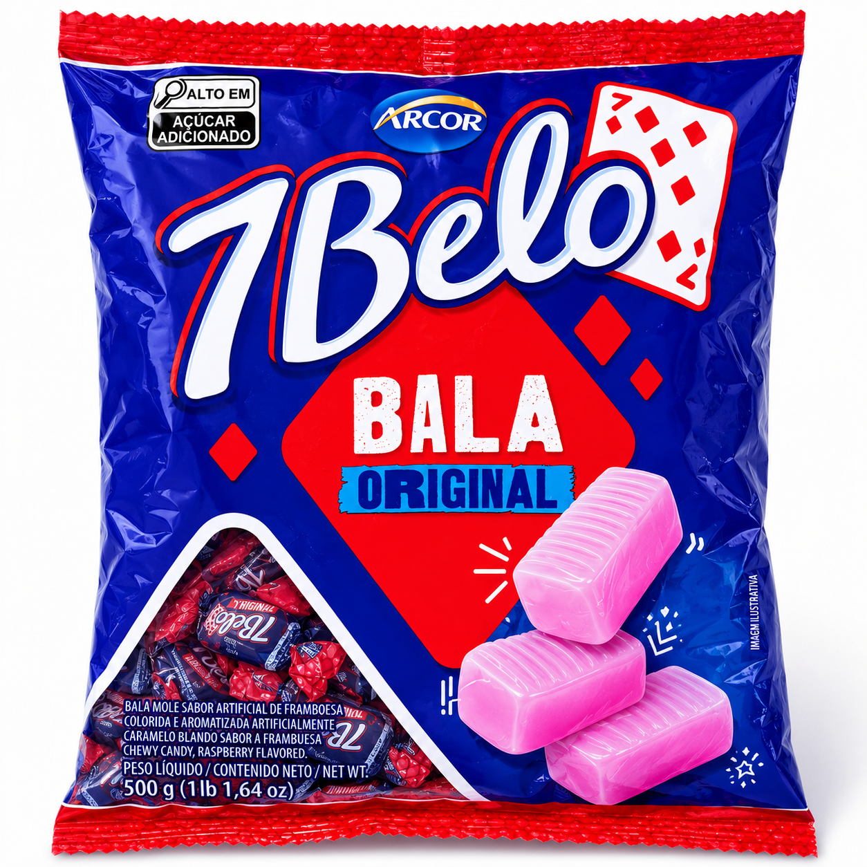 7 Belo Bala Framboesa 7 Belo 500gr.