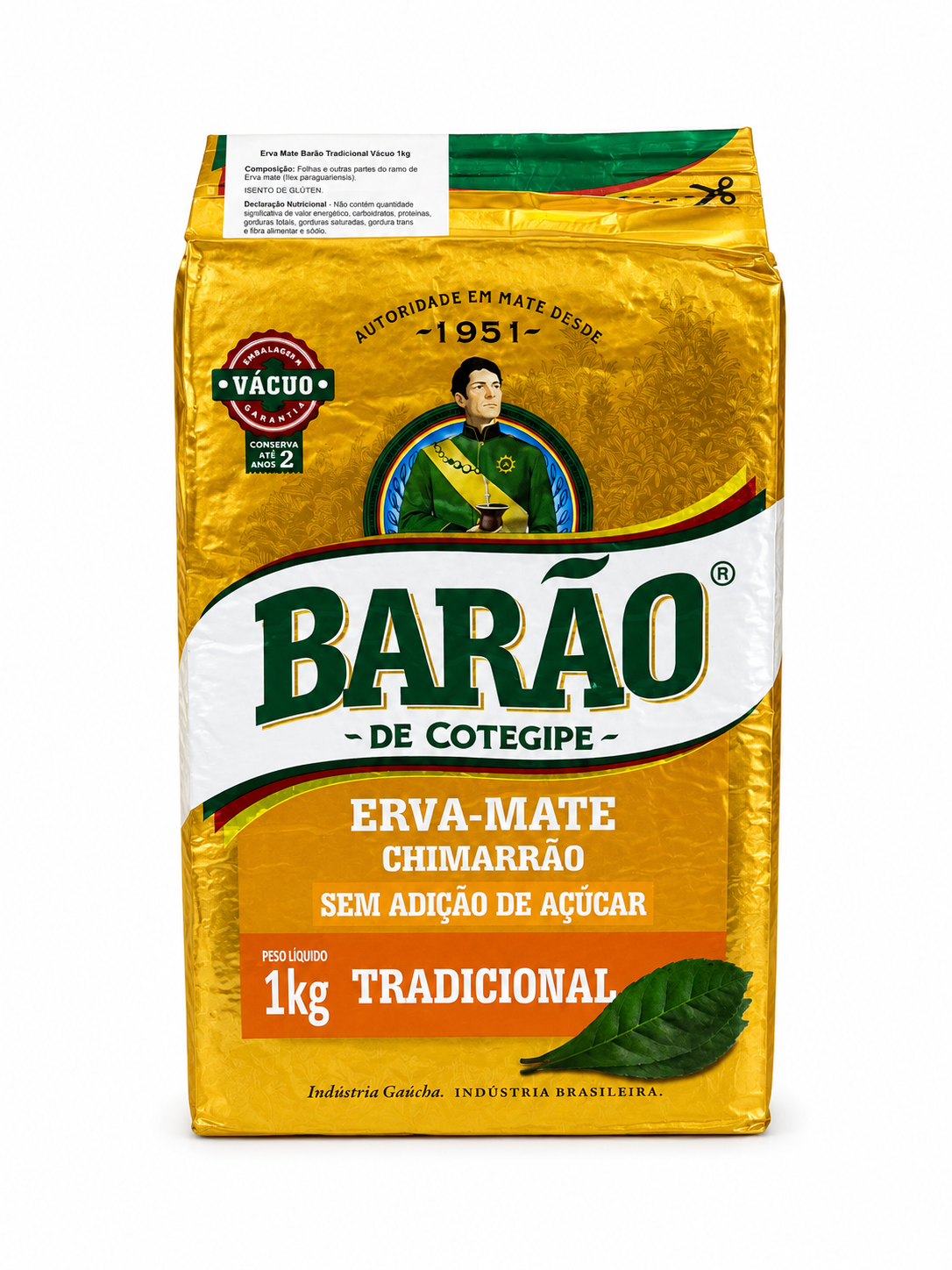 Baráo de contegipe erva mate tradicional vacuo 1kg