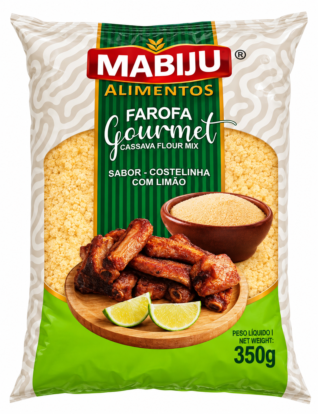 Farofa Pronta Mandioca Costelinha c/ Limão mabiju 350g.