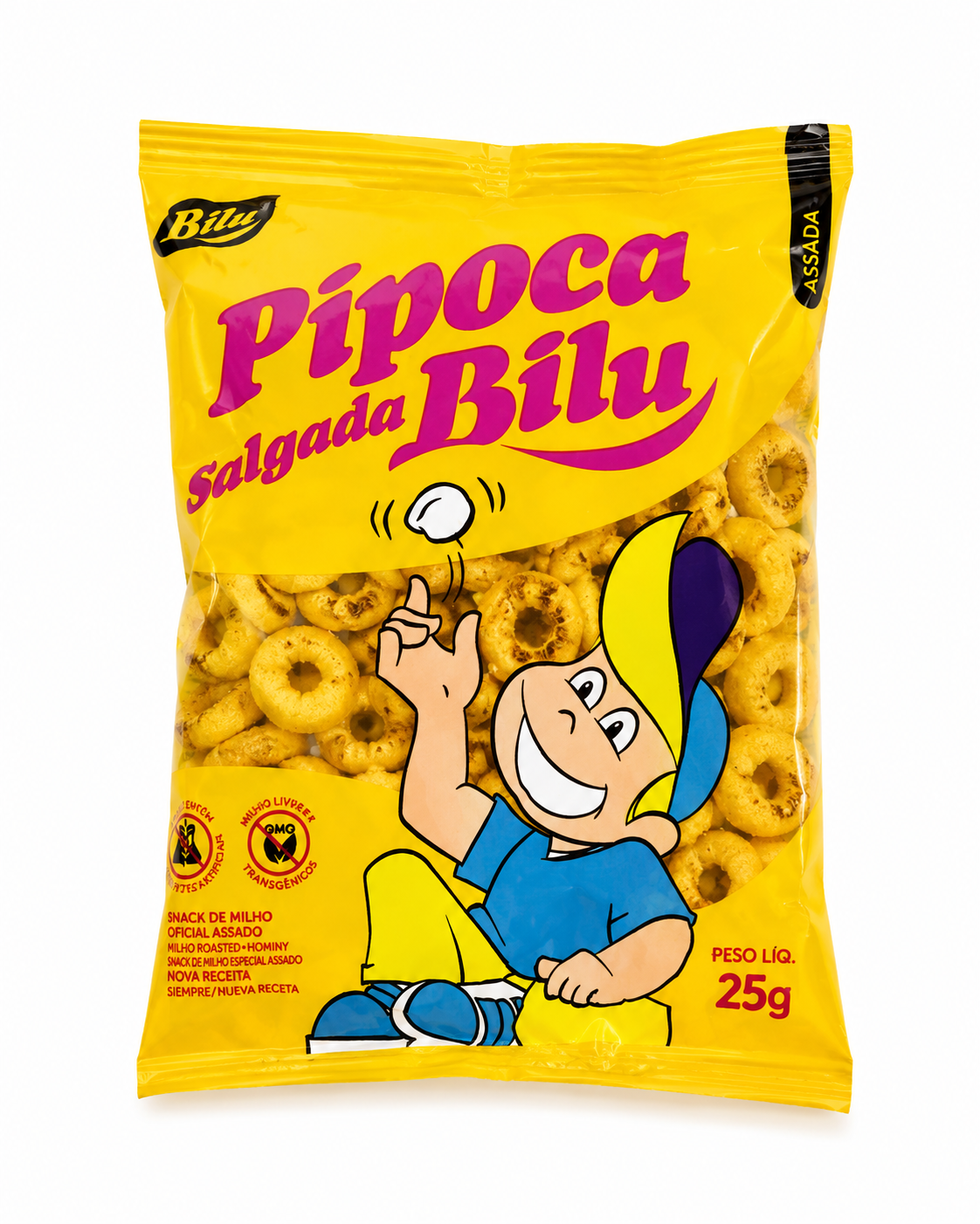 Pipoca tradicional Salgada Bilu 25g.