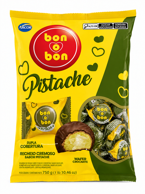 Bombom Bonobon Arcor 750g. Pistache