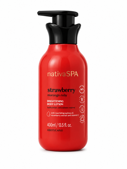 Nativa Spa Loção hidratante Morango Ruby Oboticario 400ml.