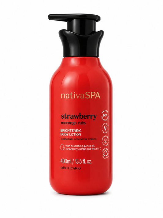 Nativa Spa Loção hidratante Morango Ruby Oboticario 400ml.
