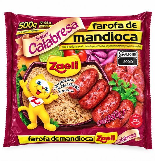 Farofa mandioca sabor calabresa Zaeli 500g