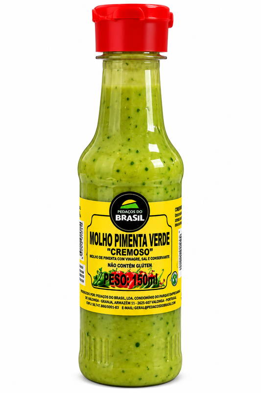 Molho de Pimenta  Verde cremoso 150ml pedaços do brasil