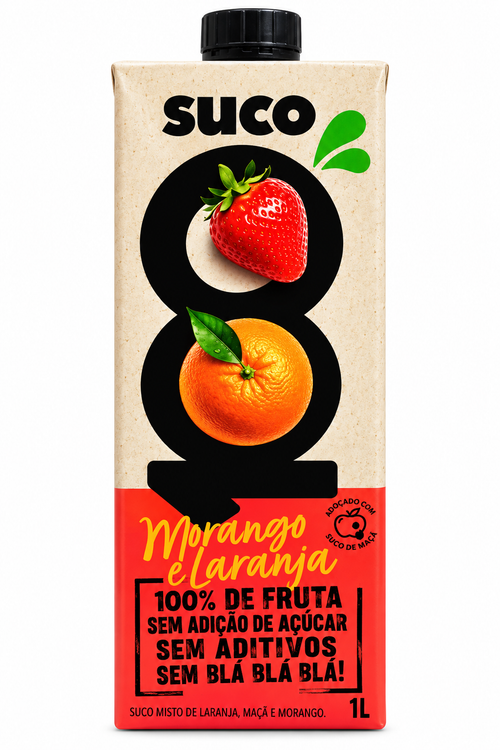 Suco Morango e Laranja (misto laranja,Maçã e Morango) 1l.